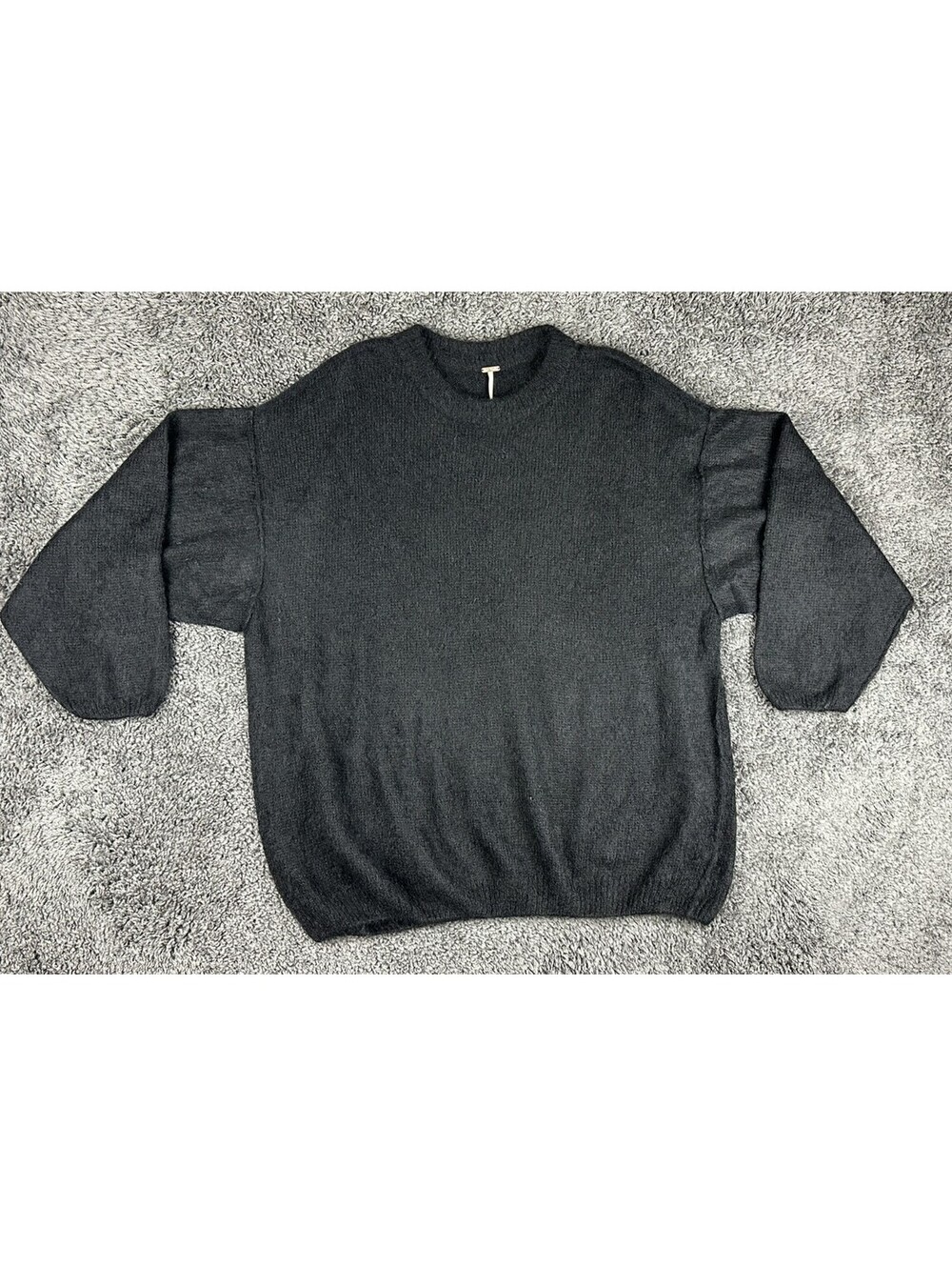 Free People Womens Black Alpaca Blend Oversized Balloon Sleeve Sweater Small